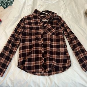 Purple, pink, and black flannel.